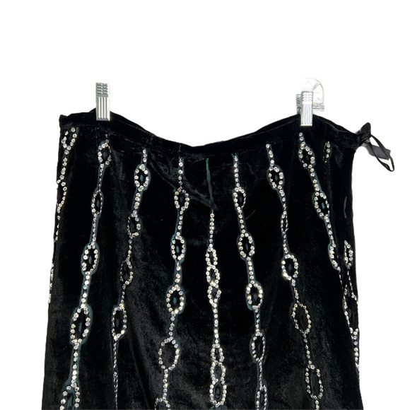 Carole Little Women's A-Line Full Skirt Black Velvet With Silver Sequins Size 16 - Picture 3 of 9